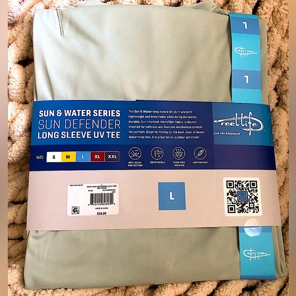 REEL LIFE Sun Defender UV Protection Men’s Long Sleeve Shirt Fishing Beach Boat - Picture 3 of 3